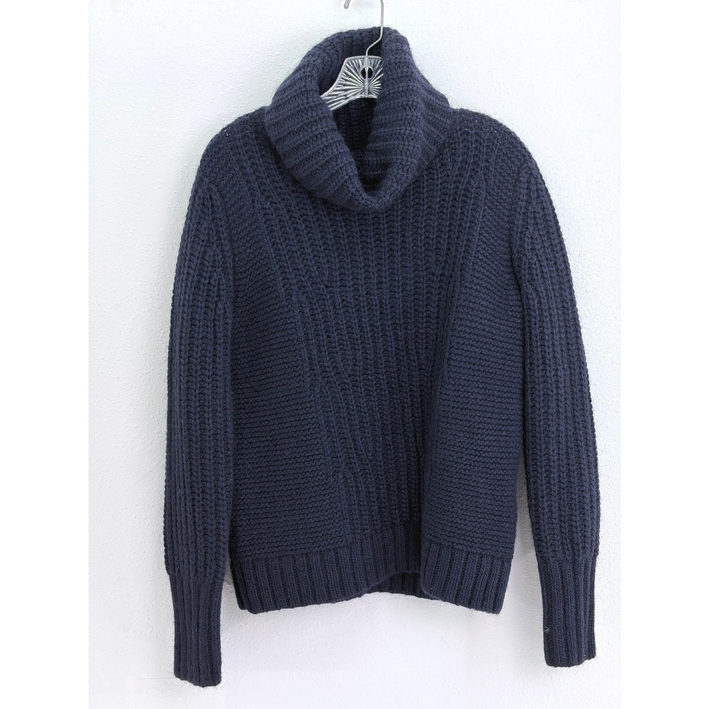Banana Republic Turtleneck Sweater Navy Blue Shaker Stitch Alpaca Wool Medium